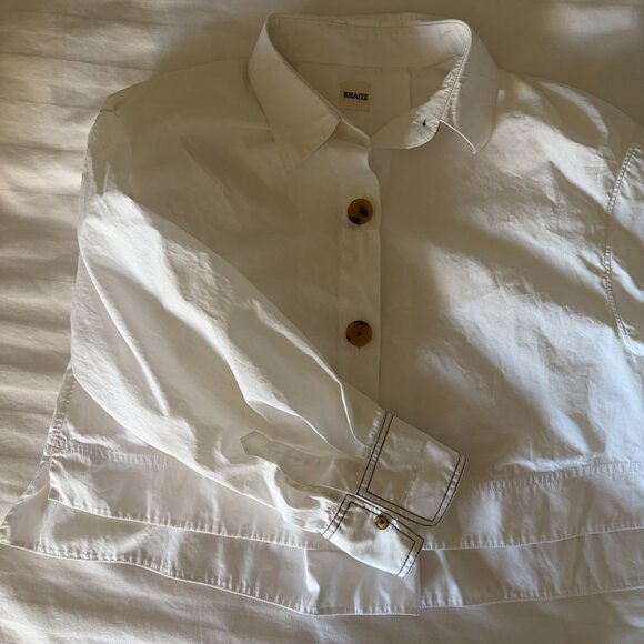 Khaite Cotton Crop Blouse White XS S - Picture 7 of 12